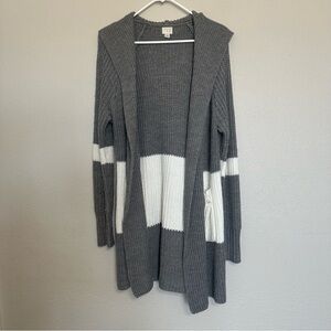 Gray and White Hooded Cardigan Sweater A New Day Size Large